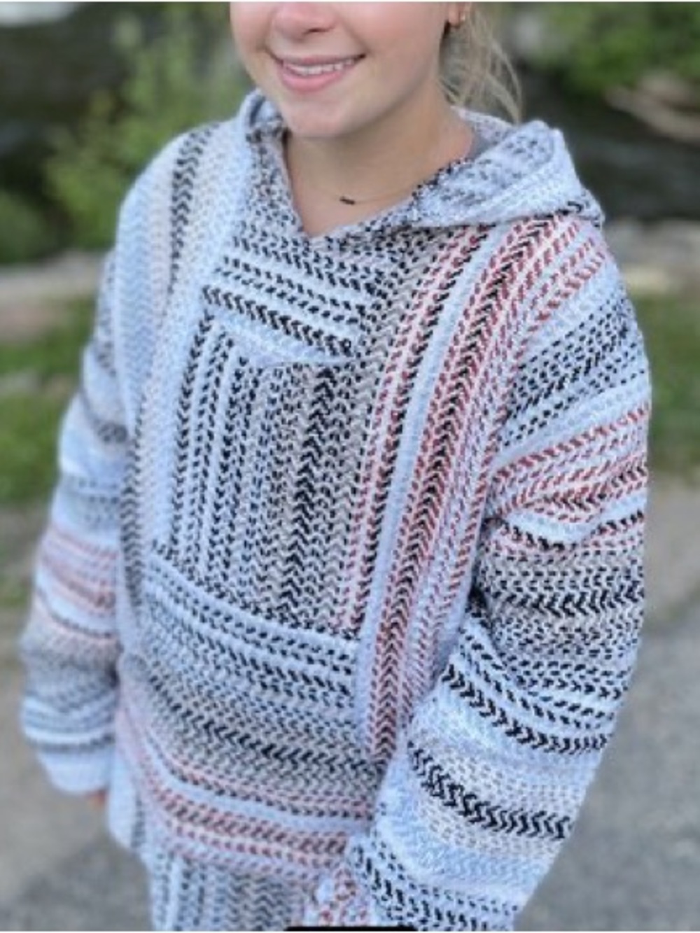 Baja Joe Hoodie XL Hippie Surfer Woven Pullover Fleece Lined Heavyweight